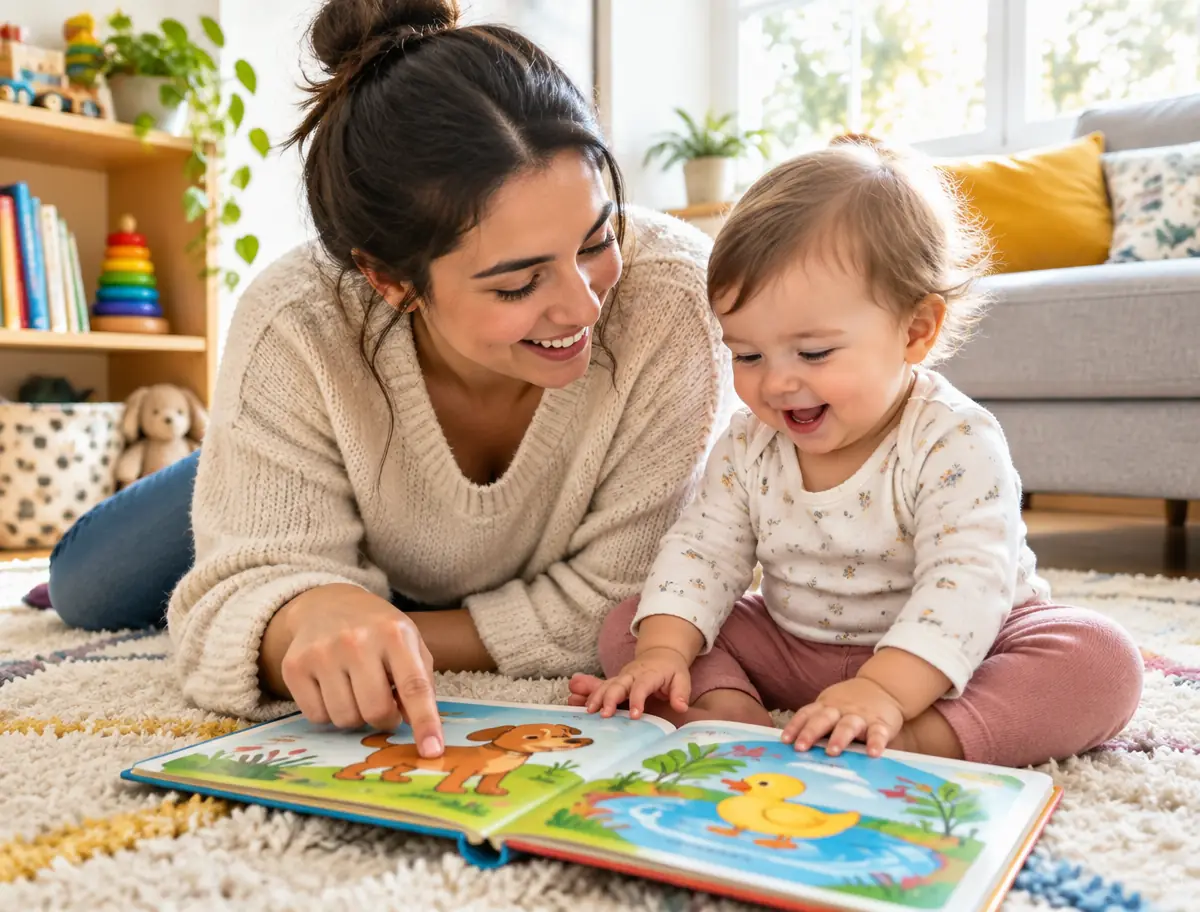 A speech-language pathologist playing and talking with a young child